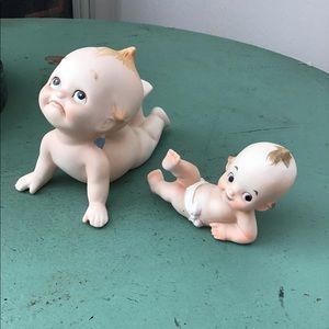 Vintage set of two bisque Lefton Kewpie dolls